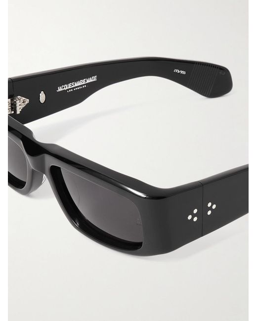 Jacques Marie Mage Black Romi Rectangular-Frame Acetate Sunglasses for men