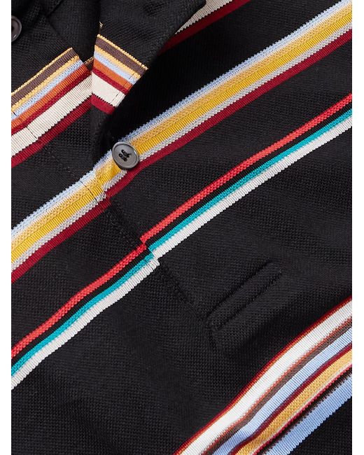 Paul Smith Black Striped Cotton-Piqué Polo Shirt for men