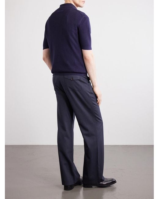 Zegna Blue Slim-fit Cotton-piqué Polo Shirt for men