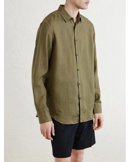 Paul Smith Green Linen-Twill Shirt for men