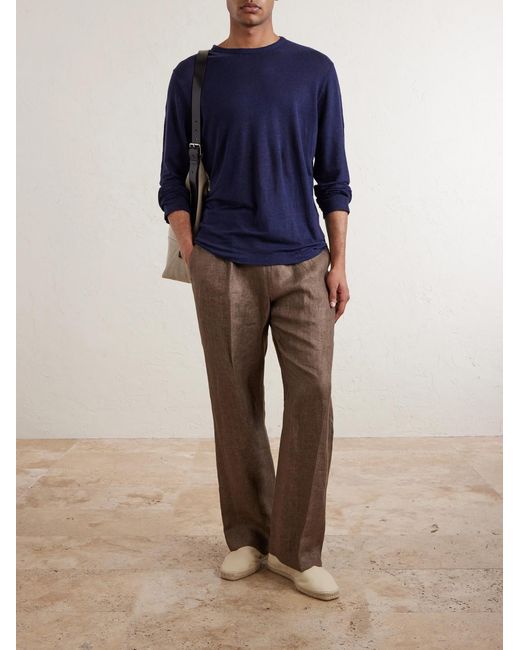 Hartford Blue Linen-Jersey T-Shirt for men