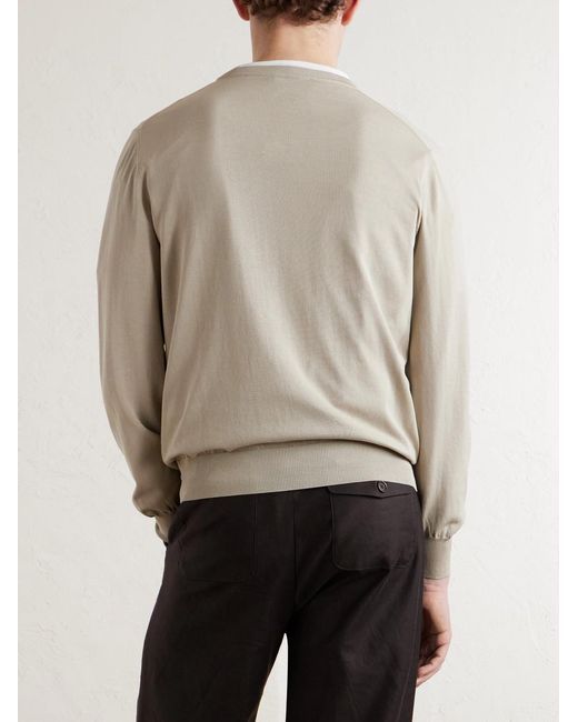 Canali White Cotton Sweater for men