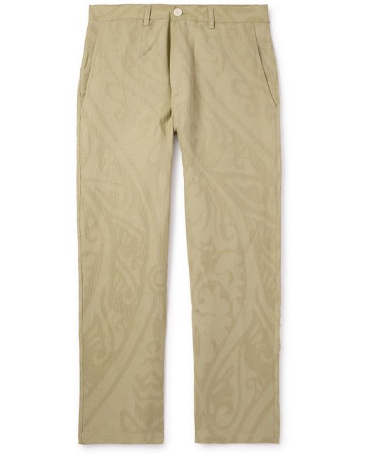 Kardo Natural Thomas Embroidered Cotton And Linen-blend Trousers for men