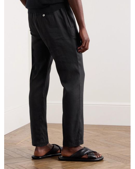 Frescobol Carioca Blue Oscar Straight-leg Linen And Cotton-blend Trousers for men