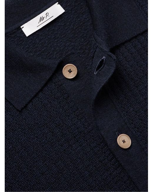 Camicia in lana merino con righe di Mr P. in Blue da Uomo