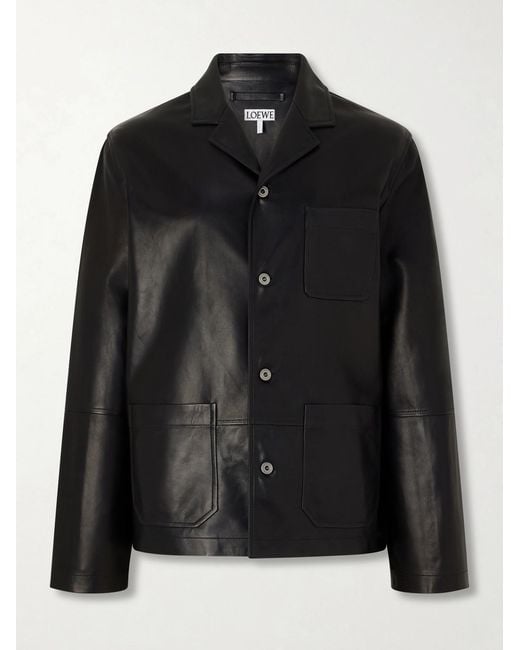 Loewe Black Workwear Leather Jacket for men