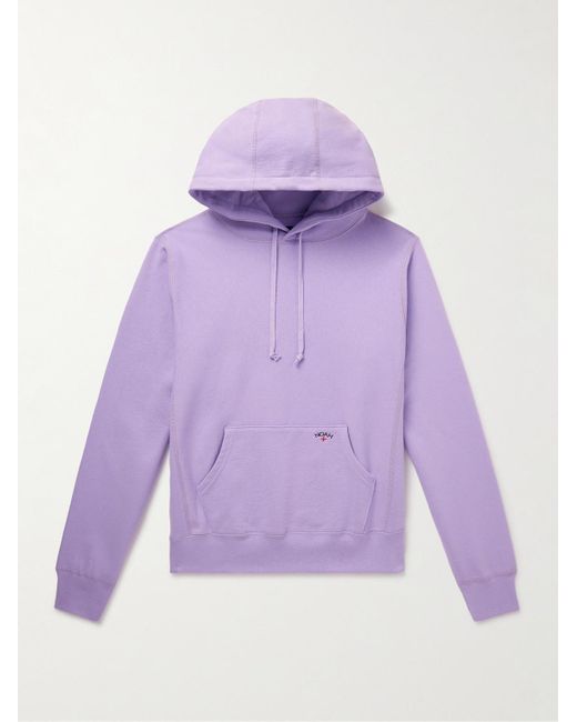 Noah NYC Purple Logo-embroidered Cotton-jersey Hoodie for men