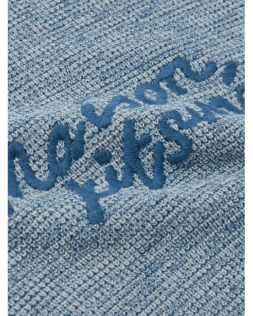 Maison Kitsuné Pullover aus Baumwolle mit Logostickerei in Blue für Herren