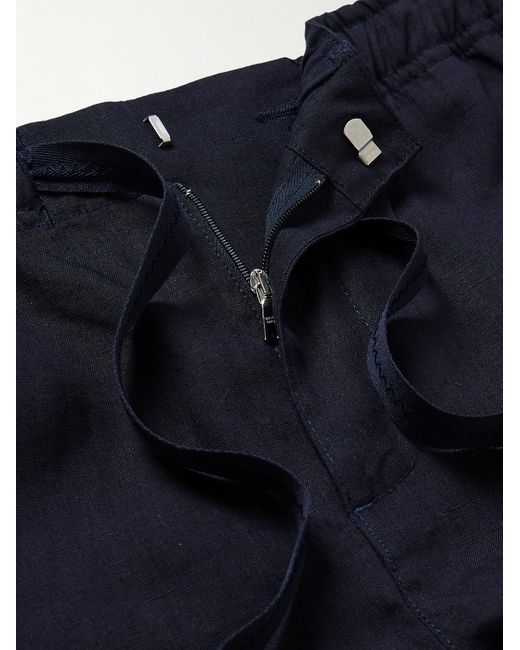 Orlebar Brown Blue Alex Straight-Leg Linen Drawstring Shorts for men