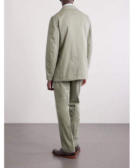 Drake's Green Games Herringbone Cotton Suit Jacket for men