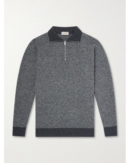 John Smedley Gray Recycled-cashmere And Wool-blend Half-zip Sweater for men