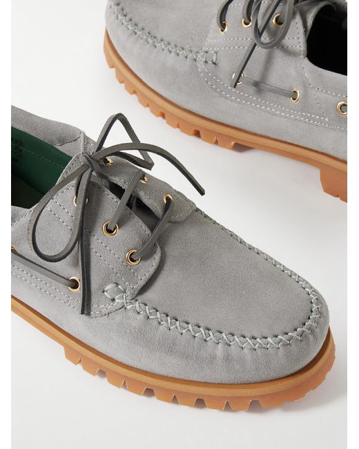 VINNY'S Gray Aztec Suede Boat Shoes for men