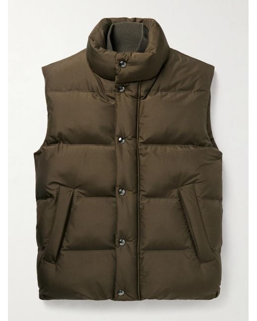 Loro Piana Green Lucio Quilted Storm System Silk Gilet for men