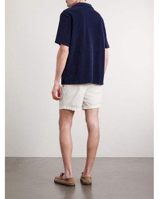 Mr P. Blue Cotton And Silk-Blend Terry Polo Shirt for men