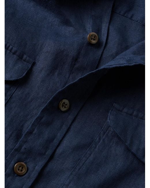 Polo Ralph Lauren Blue Linen Overshirt for men