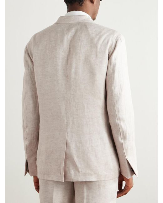 Zegna Doppelreihiges Sakko aus Leinen-Twill in Natural für Herren