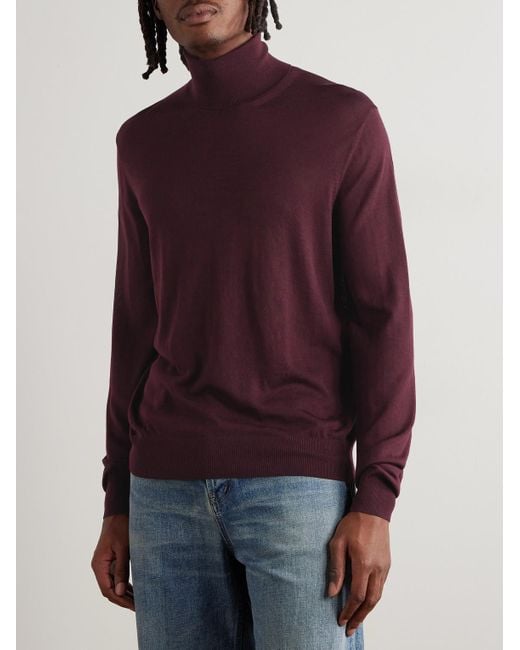Saint Laurent Rollkragenpullover aus Wolle in Red für Herren