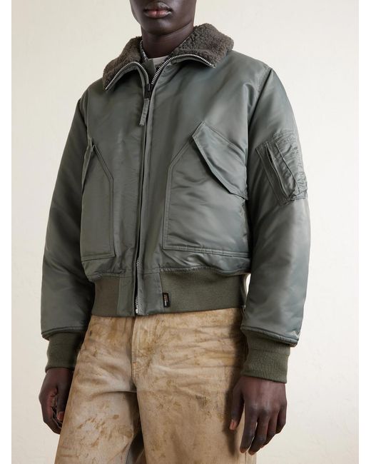 (w)taps Green Padded Fleece-trimmed Shell Jacket for men
