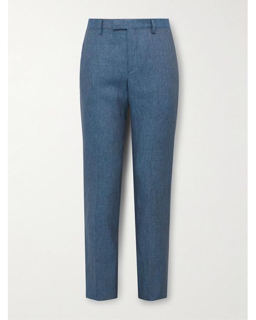 Paul Smith Blue Slim-Fit Tapered Linen Trousers for men