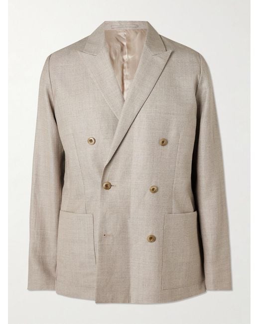 NN07 Natural Jordin 10027 Double-Breasted Linen And Wool-Blend Suit Jacket for men