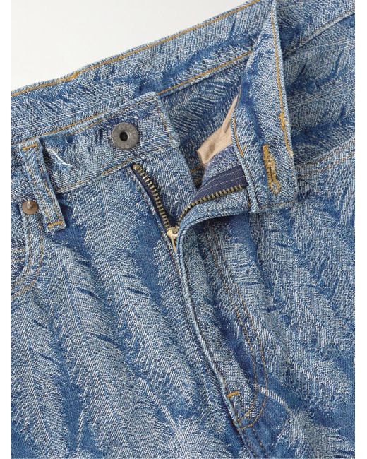 Jeans slim-fit svasati in jacquard Magpie di Kapital in Blue da Uomo