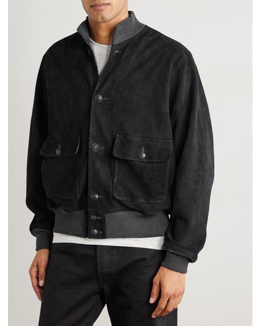 RRL Black Mason Suede Jacket for men