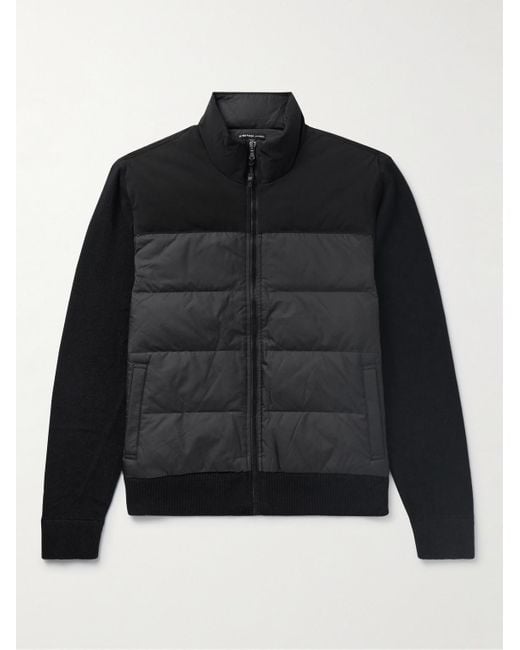 James Perse Black Quilted Nylon-panelled Wool And Cashmere-blend Down Jacket for men