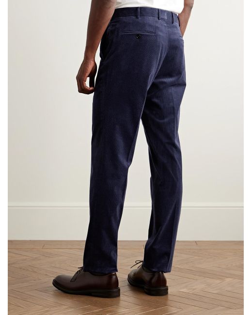 Zegna Blue Slim-Fit Tapered Cotton And Cashmere-Blend Corduroy Suit Trousers for men