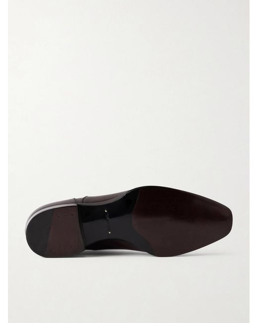 Tom Ford Brown Elkan Burnished-Leather Oxford Shoes for men