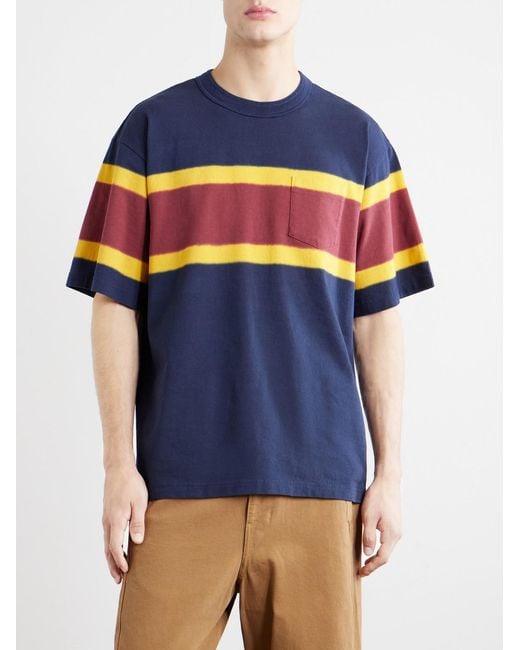 Sacai Blue Chusen-Dyed Cotton-Jersey T-Shirt for men