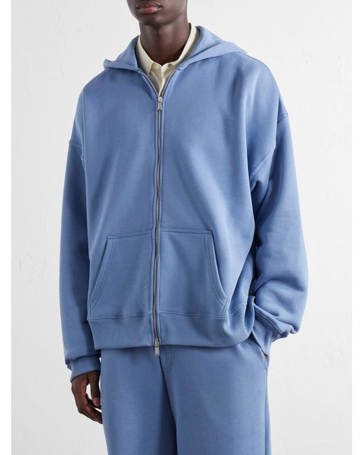 The Elder Statesman Blue Cotton-Jersey Zip-Up Hoodie for men