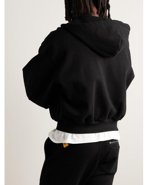 John Elliott Black Studio Fleece Cropped Cotton-jersey Zip-up Hoodie for men