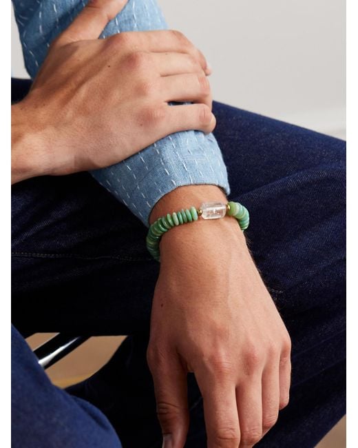 Chrysoprase And Quartz Beaded Bracelet di Jacquie Aiche in Green da Uomo