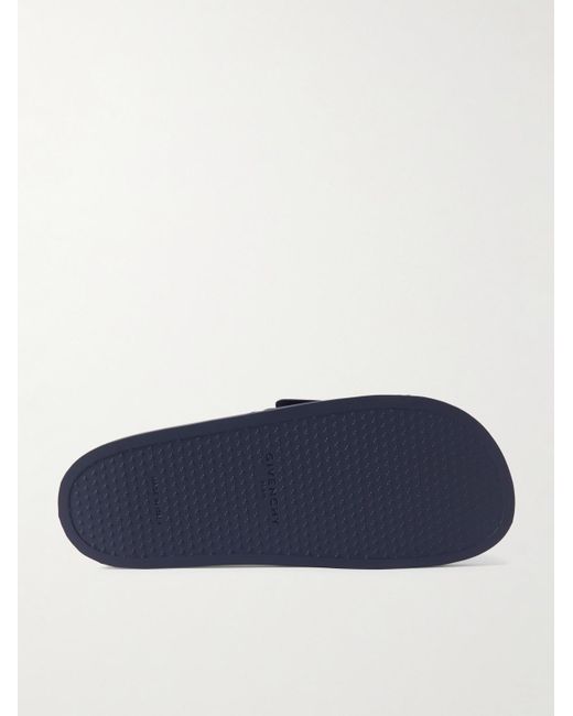 Slide in materiale sintetico con logo impresso e stampato di Givenchy in Blue da Uomo