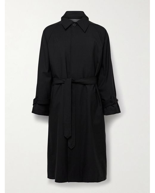 STÒFFA Black Belted Wool Trench Coat for men