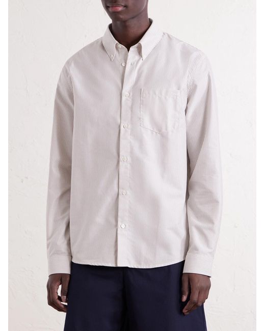 A.P.C. Pink Button-down Collar Striped Cotton Shirt for men