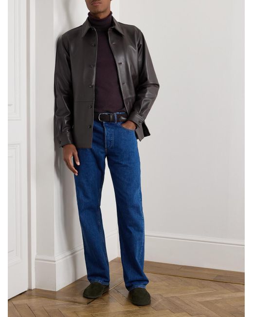 Loro Piana Blue Garment-Dyed Baby Cashmere Rollneck Sweater for men