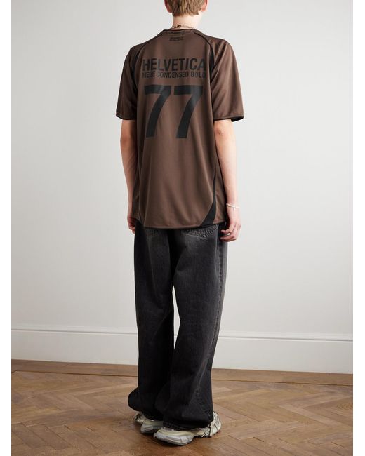Vetements Brown Printed Embroidered Panelled Cotton-mesh T-shirt for men