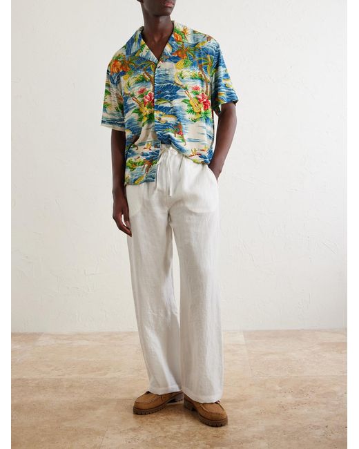 CHERRY LA White Straight-Leg Linen Trousers for men