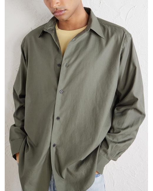 Auralee Gray Finx Cotton-Poplin Shirt for men