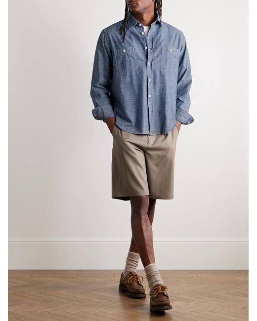 Hartford Blue Cotton-Chambray Shirt for men