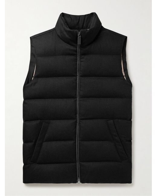Herno Black Quilted Silk And Cashmere-blend Down Gilet for men