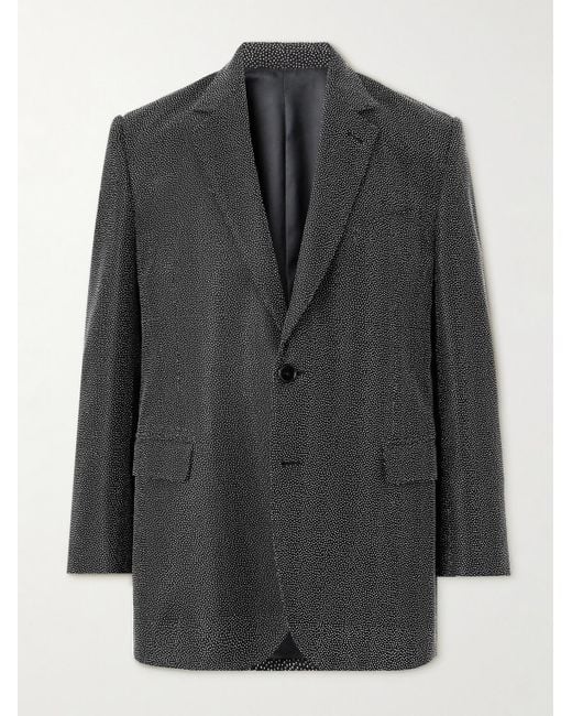Céline Black Crystal-Embellished Virgin Wool-Gabardine Blazer for men
