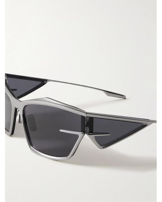 Givenchy Giv Cut silberfarbene Sonnenbrille mit Cat-Eye-Rahmen in Black für Herren