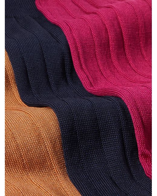 Paul Smith Pink Three-pack Ribbed Cotton-blend Socks for men