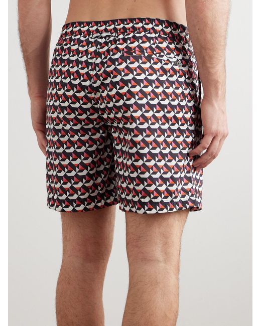 Richard James Red Straight-Leg Mid-Length Printed Recycled Swim Shorts for men