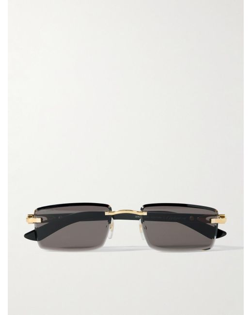 Cartier White Signature Rectangular-Frame Rimless Acetate And-Tone Sunglasses for men
