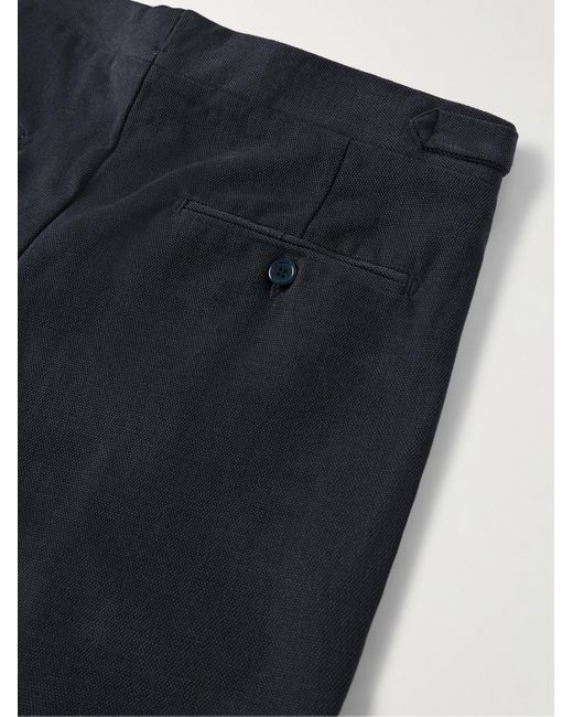 STÒFFA Blue Tapered Pleated Cotton-canvas Trousers for men