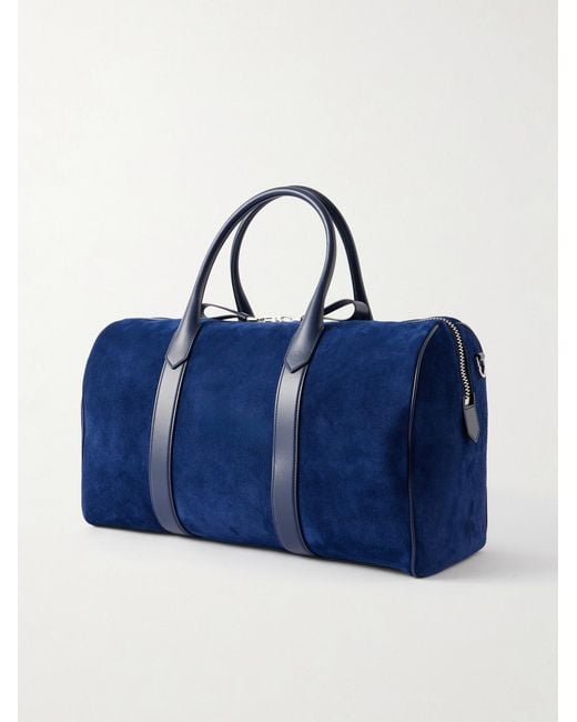 Tom Ford Blue Leather-trimmed Suede Weekend Bag for men