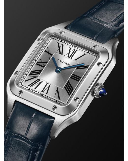 Cartier Black Santos-Dumont Small Stainless Steel Watch, Ref. Wssa0086 for men
